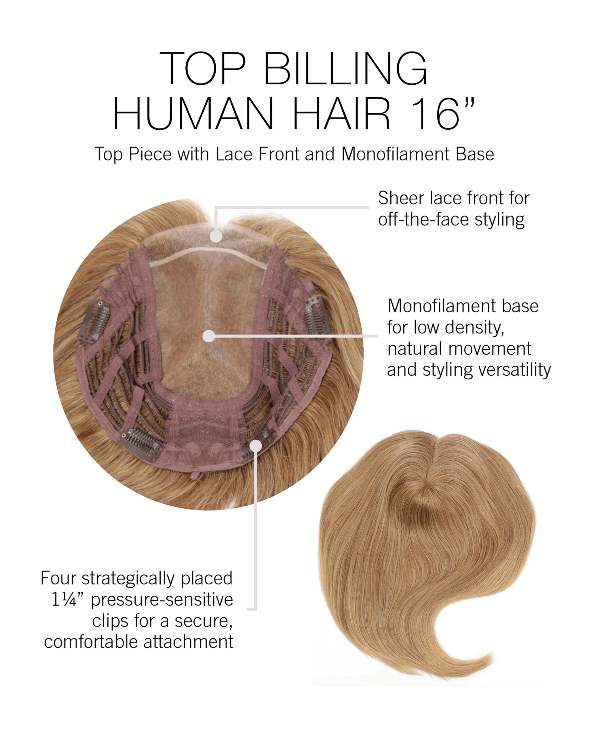 Top Billing Human Hair 16" Topper - Image 7